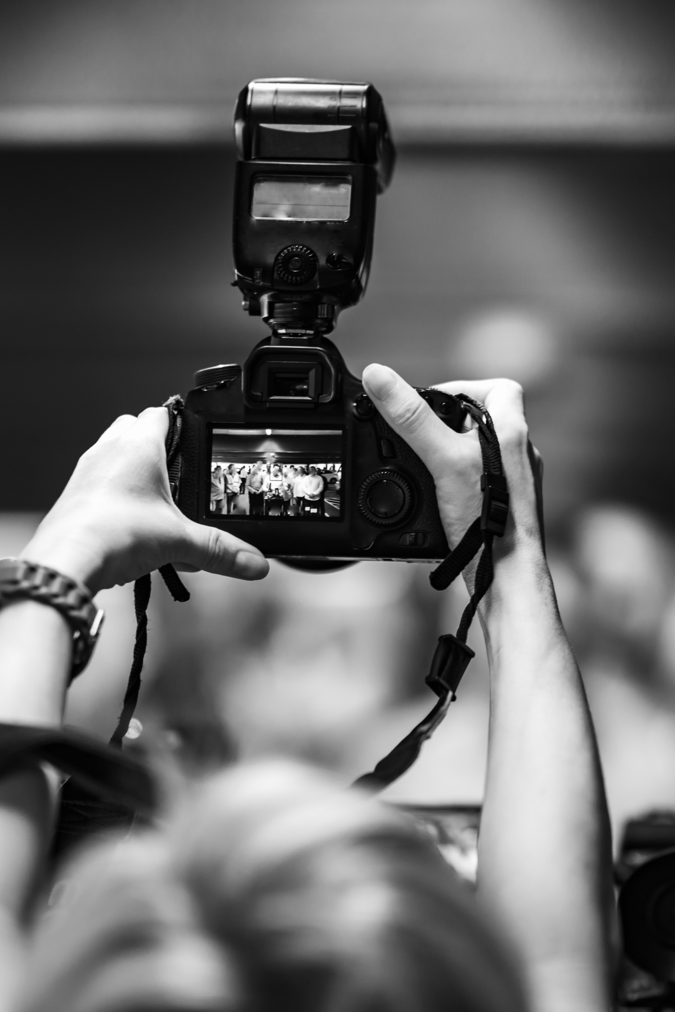 Camera at media conference